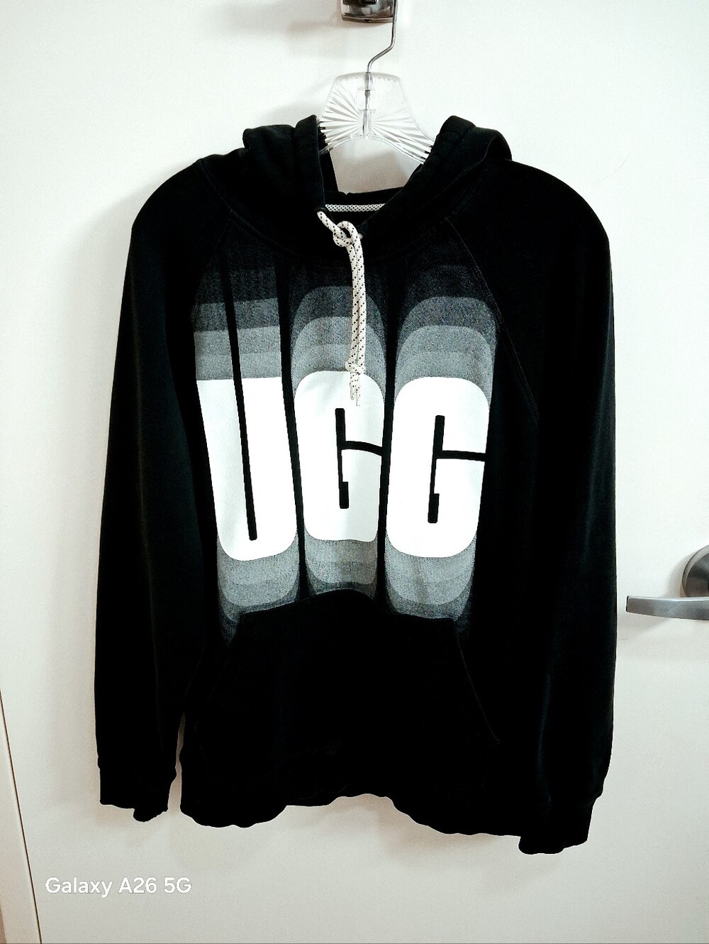 UGG Black Hoodie Sweatshirts With Large Chest White/Grey Logo Size M